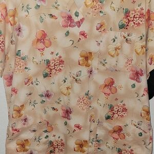 Peaches Uniforms Floral Blouse - Peach and Yellow